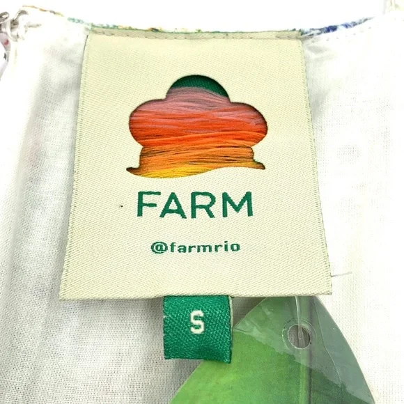 Farm Rio Delicate Forest Scarf Print Eyelet Cotton Sundress Size Small
